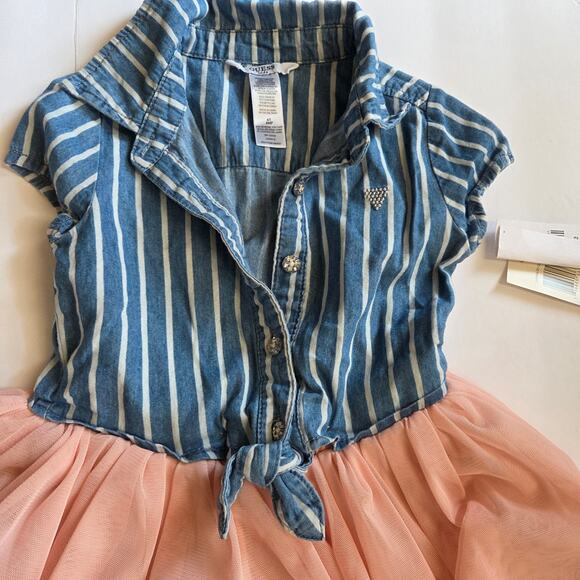 Guess Short Sleeve Denim Tulle Dress Size 4T - Picture 2 of 10